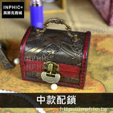 INPHIC-擺飾桌面收納盒復古木盒道具密室道具拍攝家居仿古-中款配鎖
